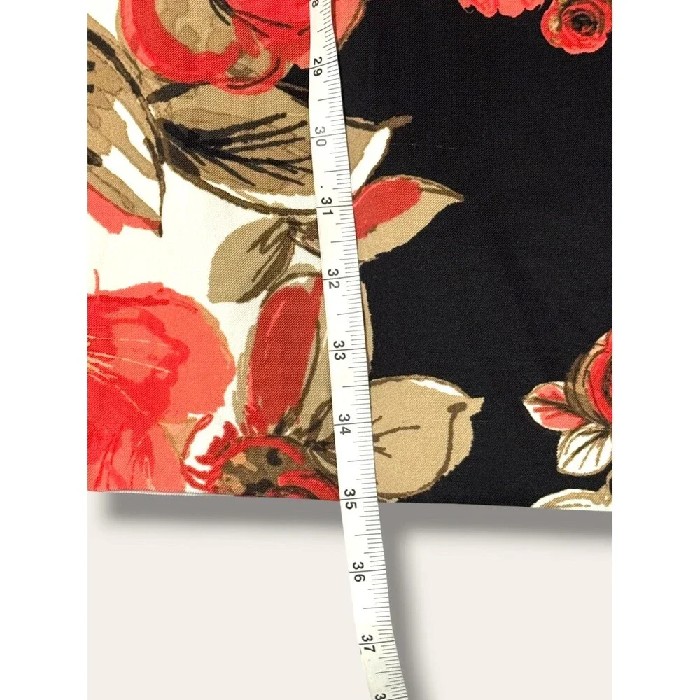 Connected Dress Womens 6 Sleeveless Floral Sheath Knee Length Black Coral Tan - Picture 7 of 7